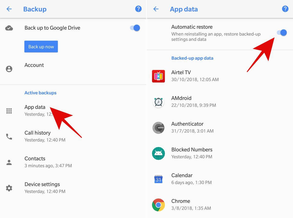 active backup automatic restore