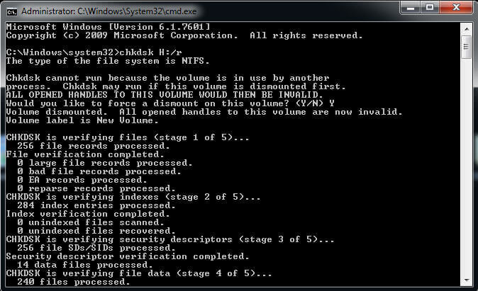 chkdsk corrupted flash drive