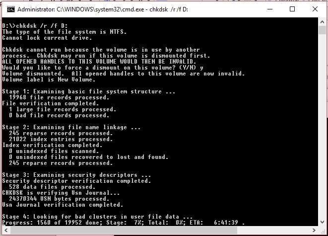 run chkdsk scan