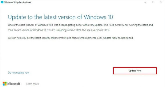click update now