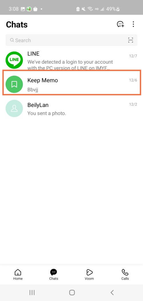 open LINE Keep Memo