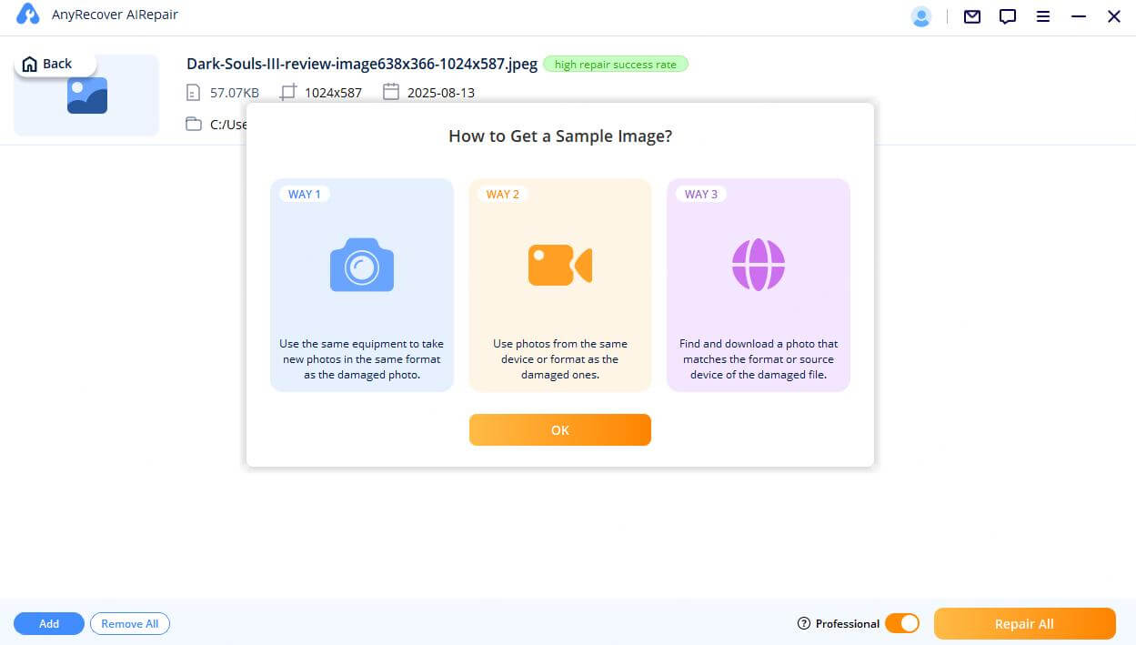upload sample photo
