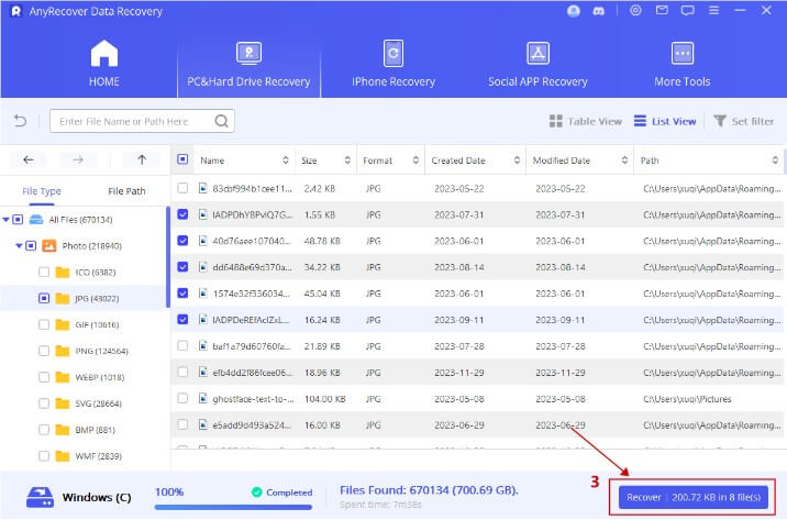 recover file step