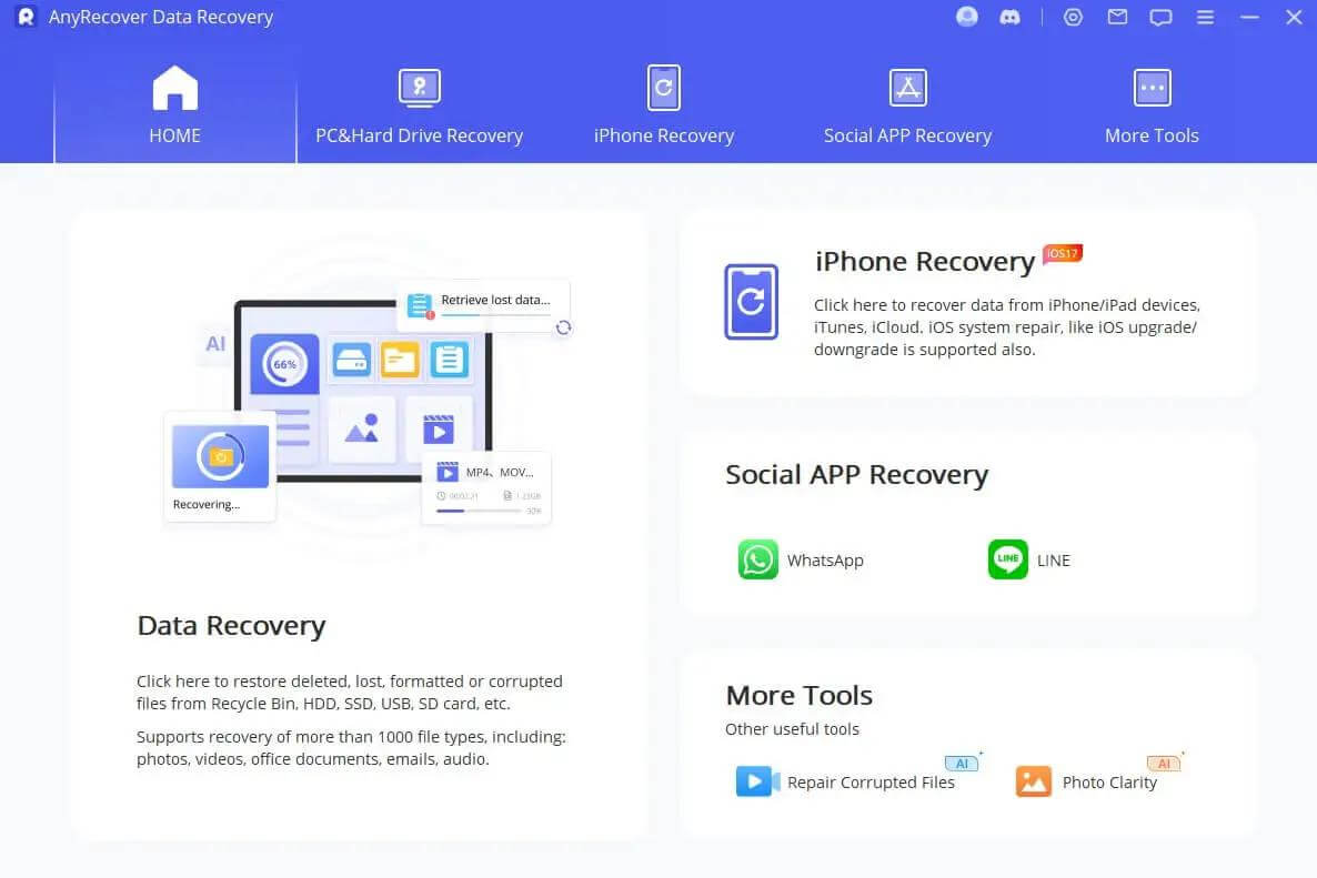 go to pc hard drive recovery in anyrecover