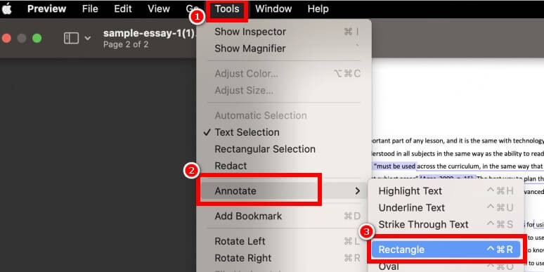 select preview rectangle tool