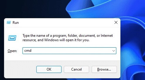 typing the cmd