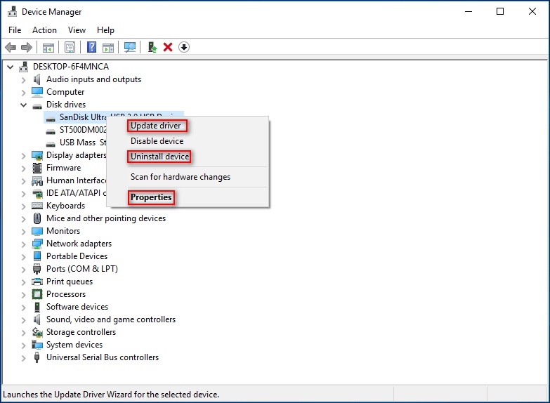 update or uninstall toshiba external hard drive driver
