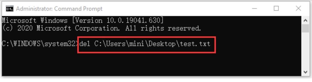 use cmd del to force delete a file