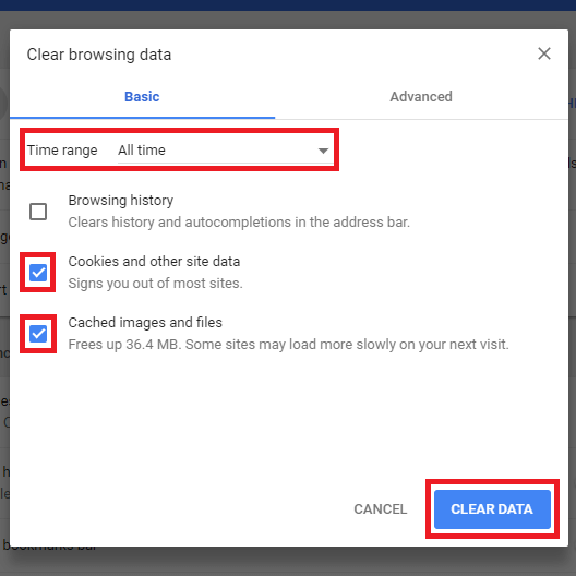 clear the cookies and cache to fix error 102630