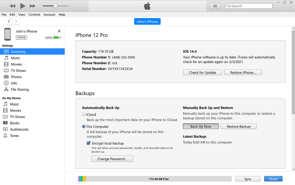 clone iphone from itunes