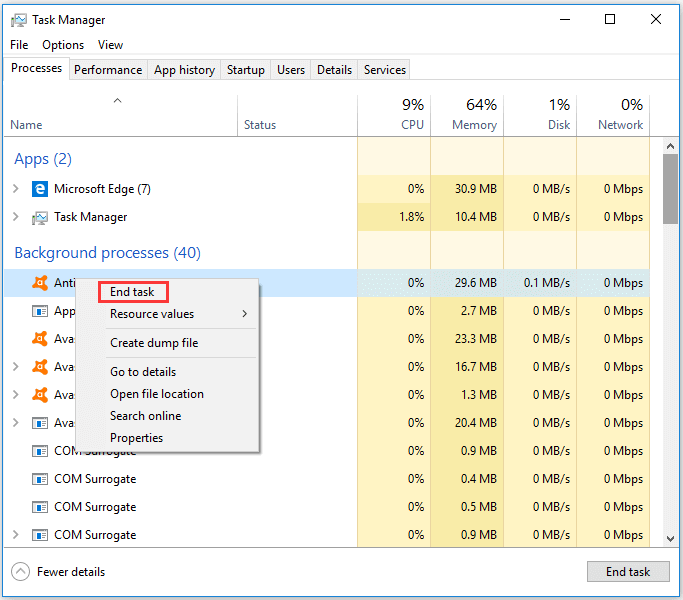 close background processes