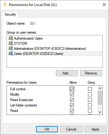 fix access denied error