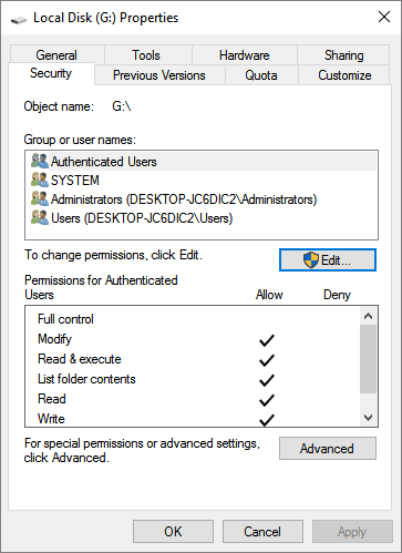 fix access denied error