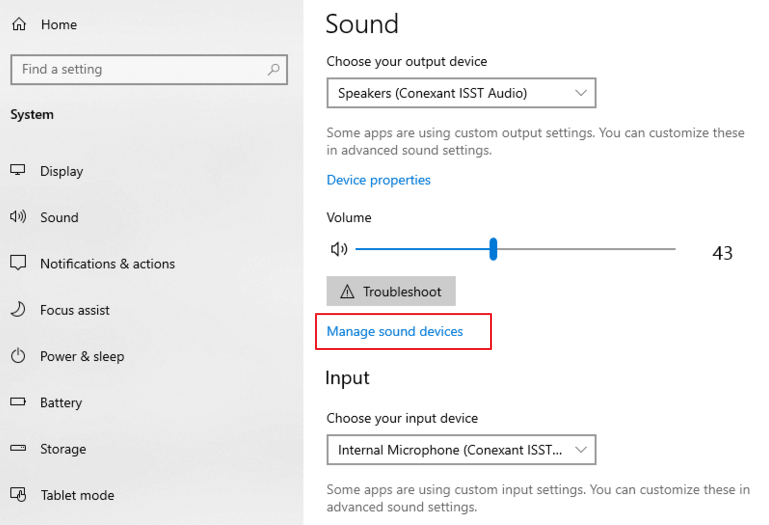 manage sound devices on pc
