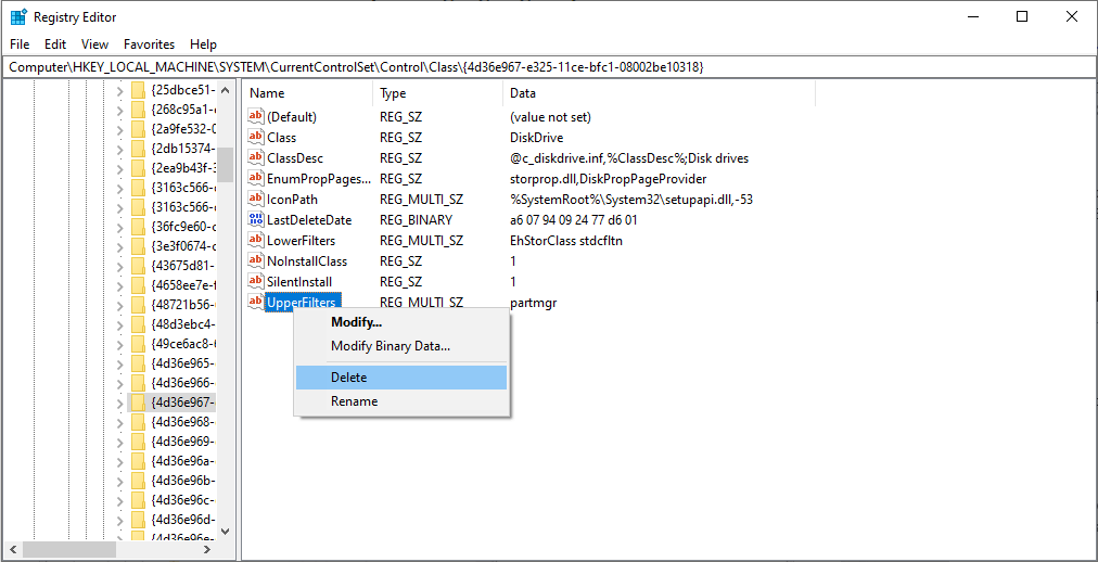 modify registry