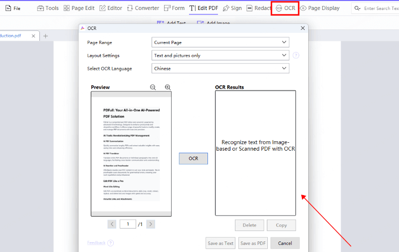 pdfull ocr feature