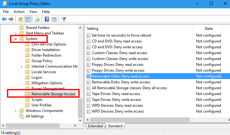 removable storage access folder
