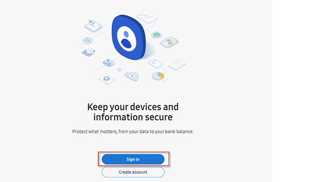 Go to the Samsung account login page.