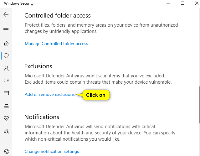 windows defender exclusions